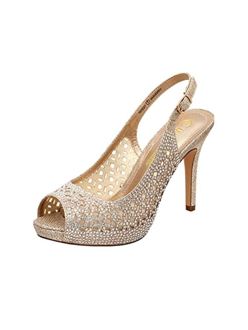 Women's Ankle Strap Wedges Pumps with Rhinestone Mesh, Slingback Heels for